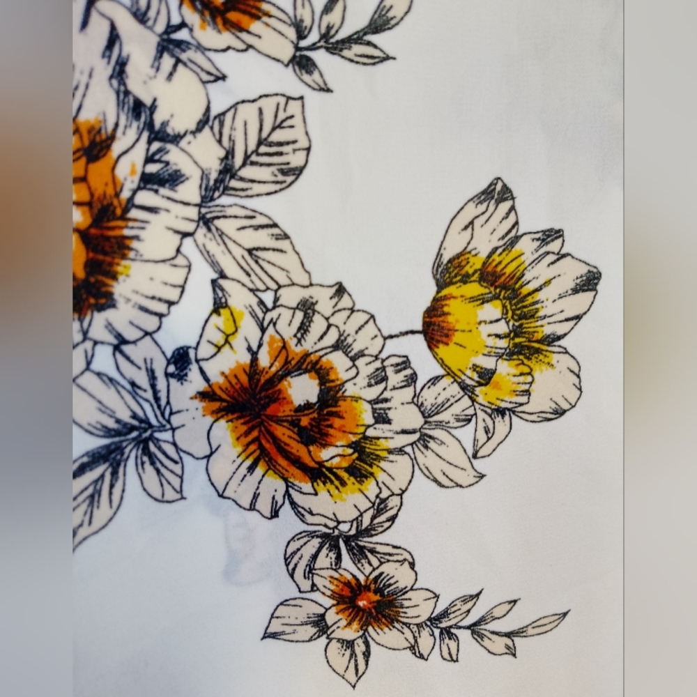 Maurices Floral Print Top with Orange and Black Accents - Picture 2 of 7